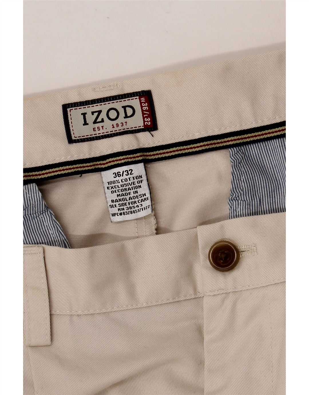 Ανδρικό παντελόνι Chino με καρφίτσες IZOD W36 L32 Μπεζ βαμβακερό