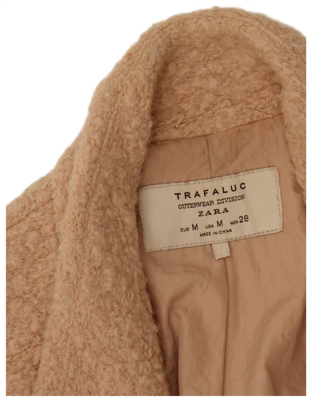 ZARA Γυναικείο παλτό Trafaluc Double Breasted UK 14 Medium Beige