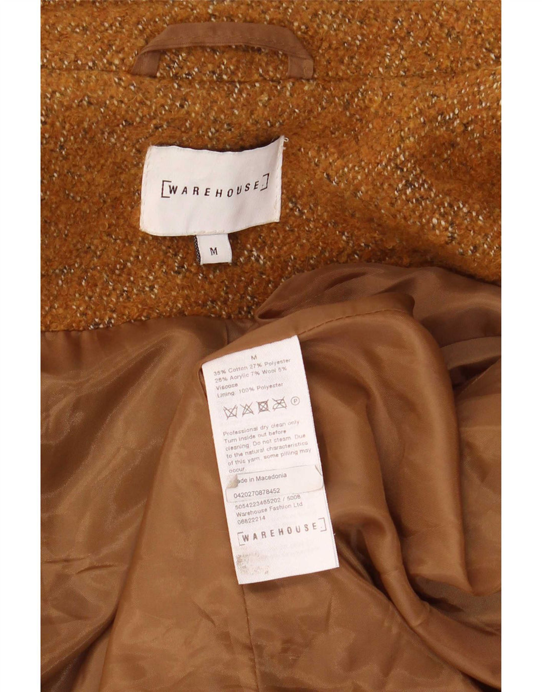 Warehouse Γυναικείο Διπλό Παλτό UK 14 Medium Beige Βαμβακερό