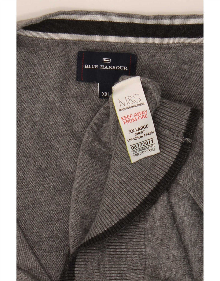 Ανδρικό πουλόβερ Marks & Spencer Blue Harbor Cardigan 2XL Γκρι βαμβακερό