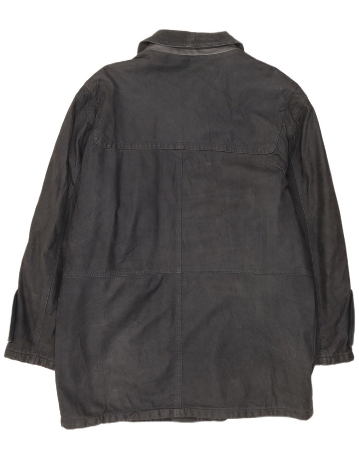 Blue Duck Ανδρικό Δερμάτινο Παλτό IT 50 Large Navy Blue