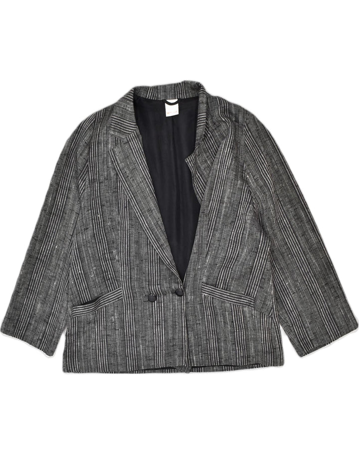 VINTAGE Womens Double Breasted Blazer Jacket EU 44 XL Grey Striped | Vintage | Thrift | Second-Hand | Used Clothing | Messina Hembry 