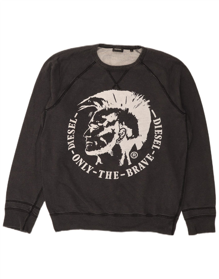 Ανδρικό γραφικό φούτερ DIESEL Jumper μεγάλο γκρι βαμβακερό