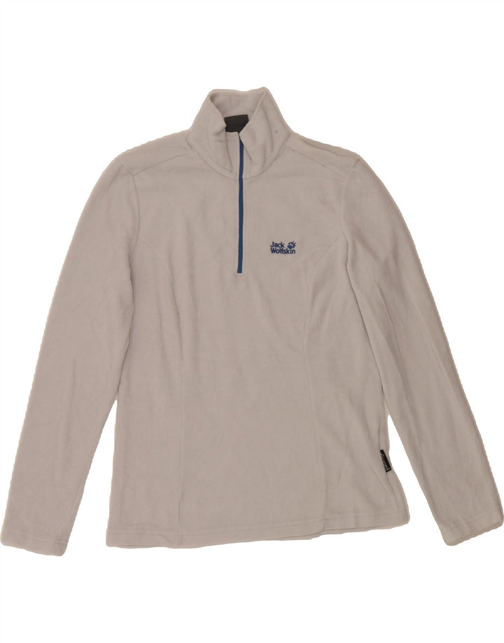 JACK WOLFSKIN Womens Zip Neck Fleece Jumper UK 14 Medium White Polyester Vintage Jack Wolfskin and Second-Hand Jack Wolfskin from Messina Hembry 