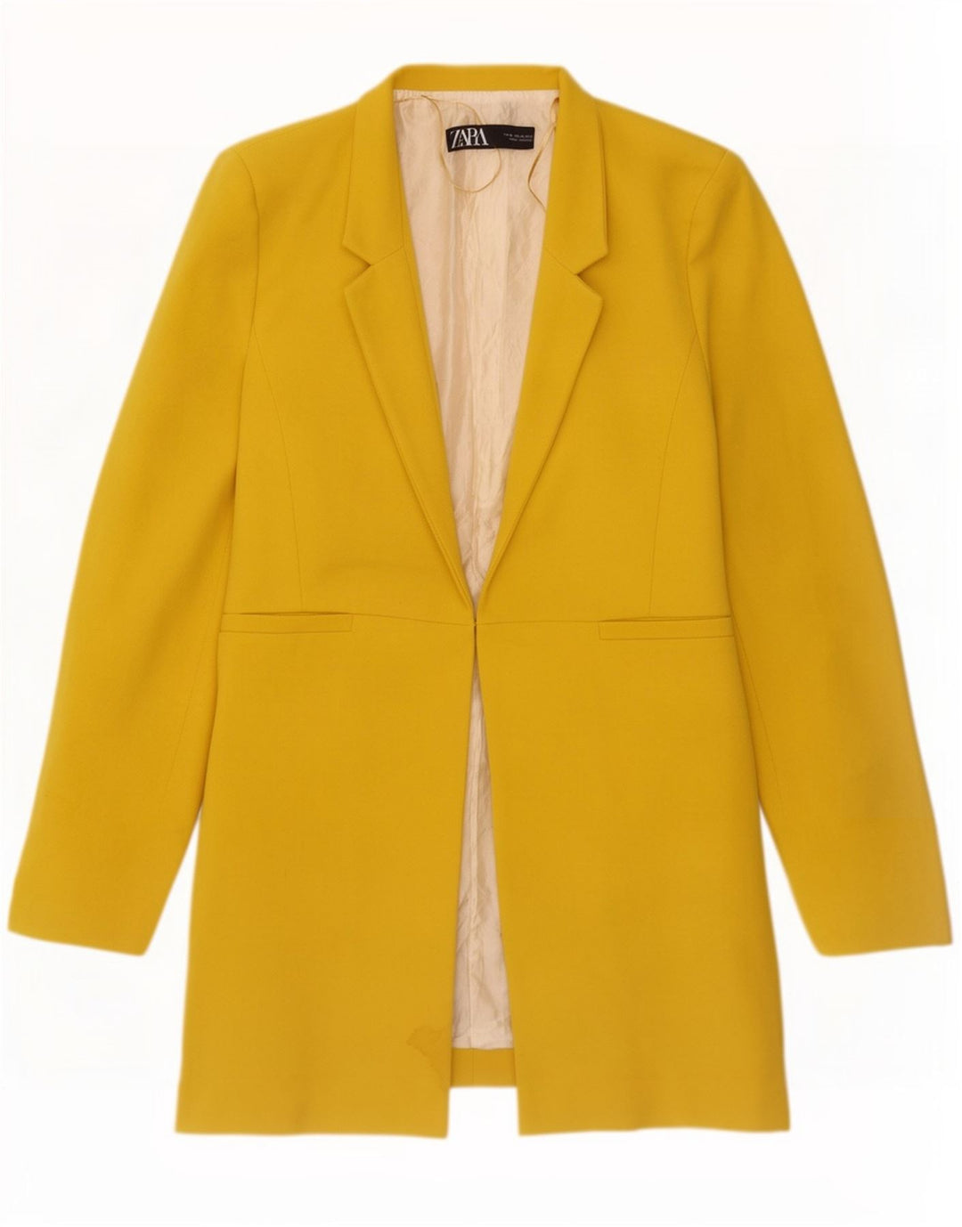 Zara Γυναικείο σακάκι Longline Blazer UK 18 XL κίτρινο πολυεστέρα