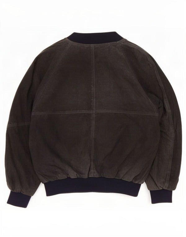Maren Ανδρικό Suede Bomber Jacket IT 48 Medium Navy Blue Leather