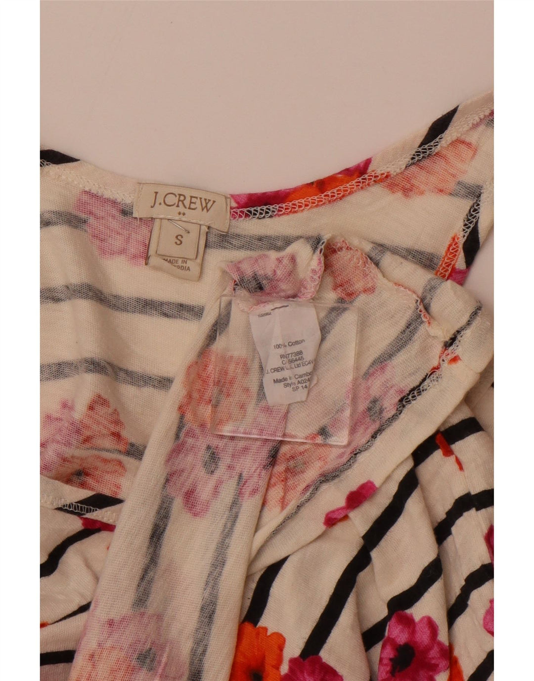 J. CREW Γυναικείο γιλέκο τοπ UK 10 Small Off White Floral Βαμβακερό