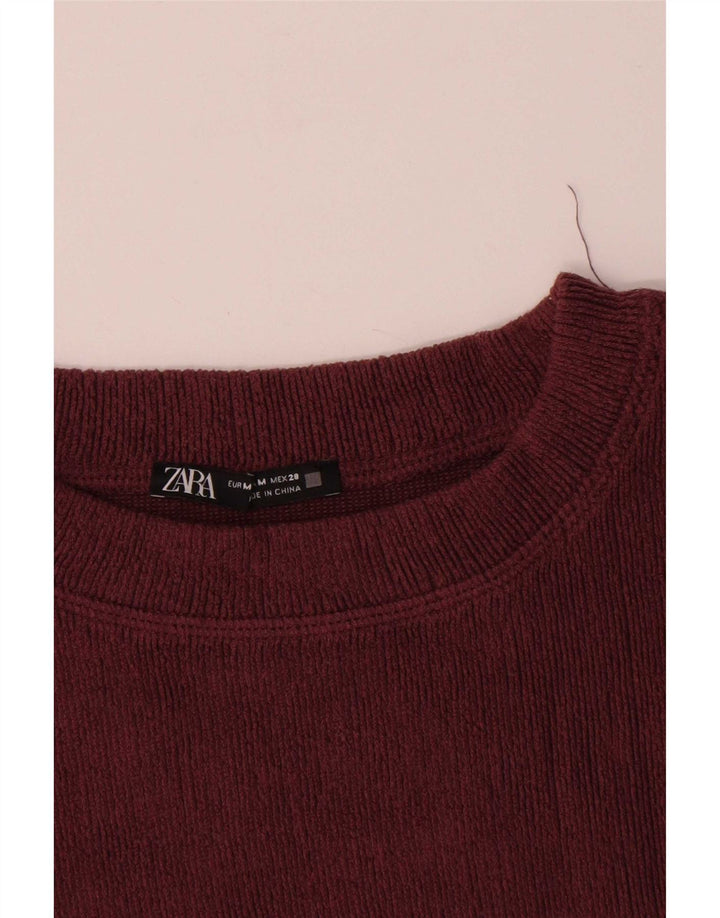 Zara Γυναικείο τοπ μακρυμάνικο UK 14 Μεσαίο μπορντό πολυεστέρας