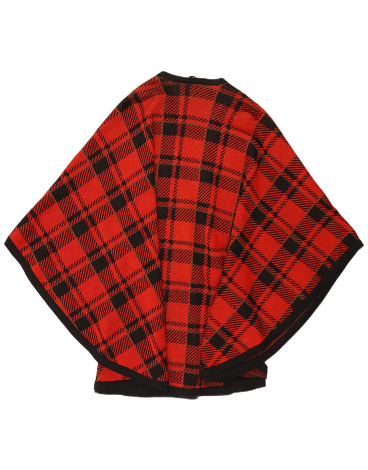 Vintage γυναικείο πουλόβερ Cape Cardigan One Size Red Check Wool