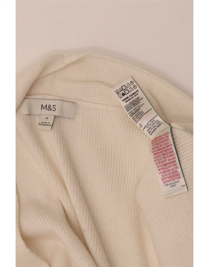 Marks & Spencer Γυναικείο Longline ανοιχτό πουλόβερ ζακέτα UK 16 Large Off White