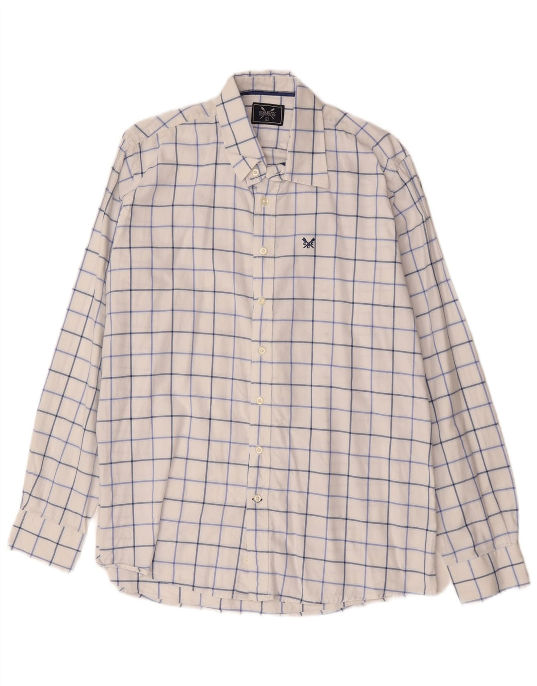 Ανδρικό πουκάμισο Crew Clothing Large White Check Cotton