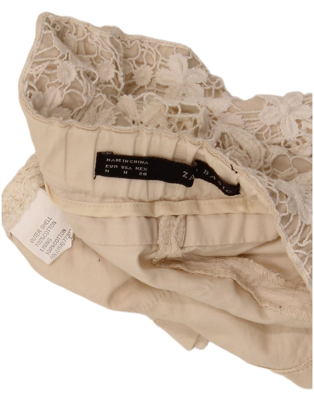 Zara Γυναικείο Hot Pants UK 14 Medium W30 Beige Floral Βαμβακερό