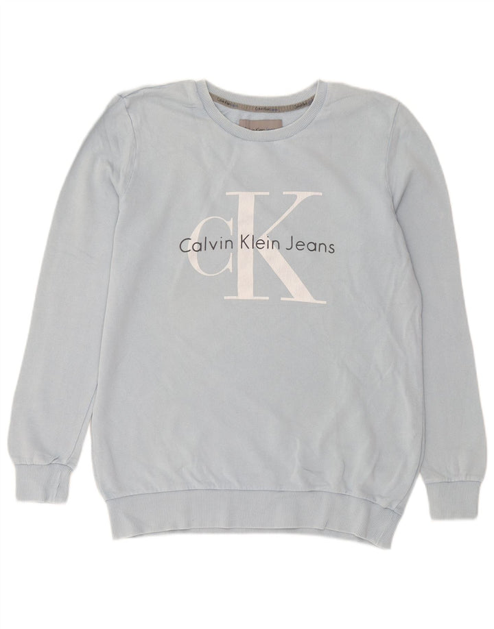 Calvin Klein Jeans Ανδρικό Γραφικό Φούτερ Jumper Μικρό Μπλε Βαμβακερό