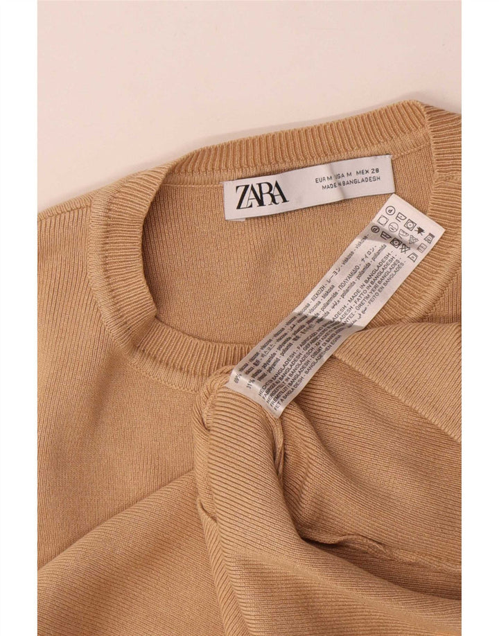 Zara Γυναικείο Crop Vest Top UK 12 Medium Beige Viscose