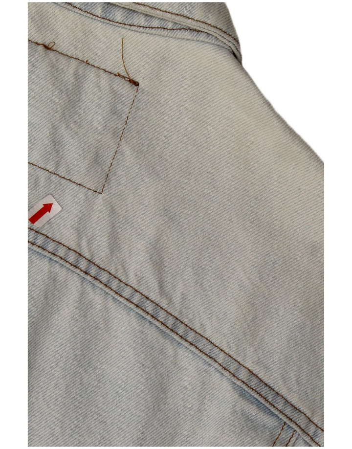 RIFLE Γυναικείο Crop Oversized Τζιν μπουφάν UK 10 Small Blue Cotton