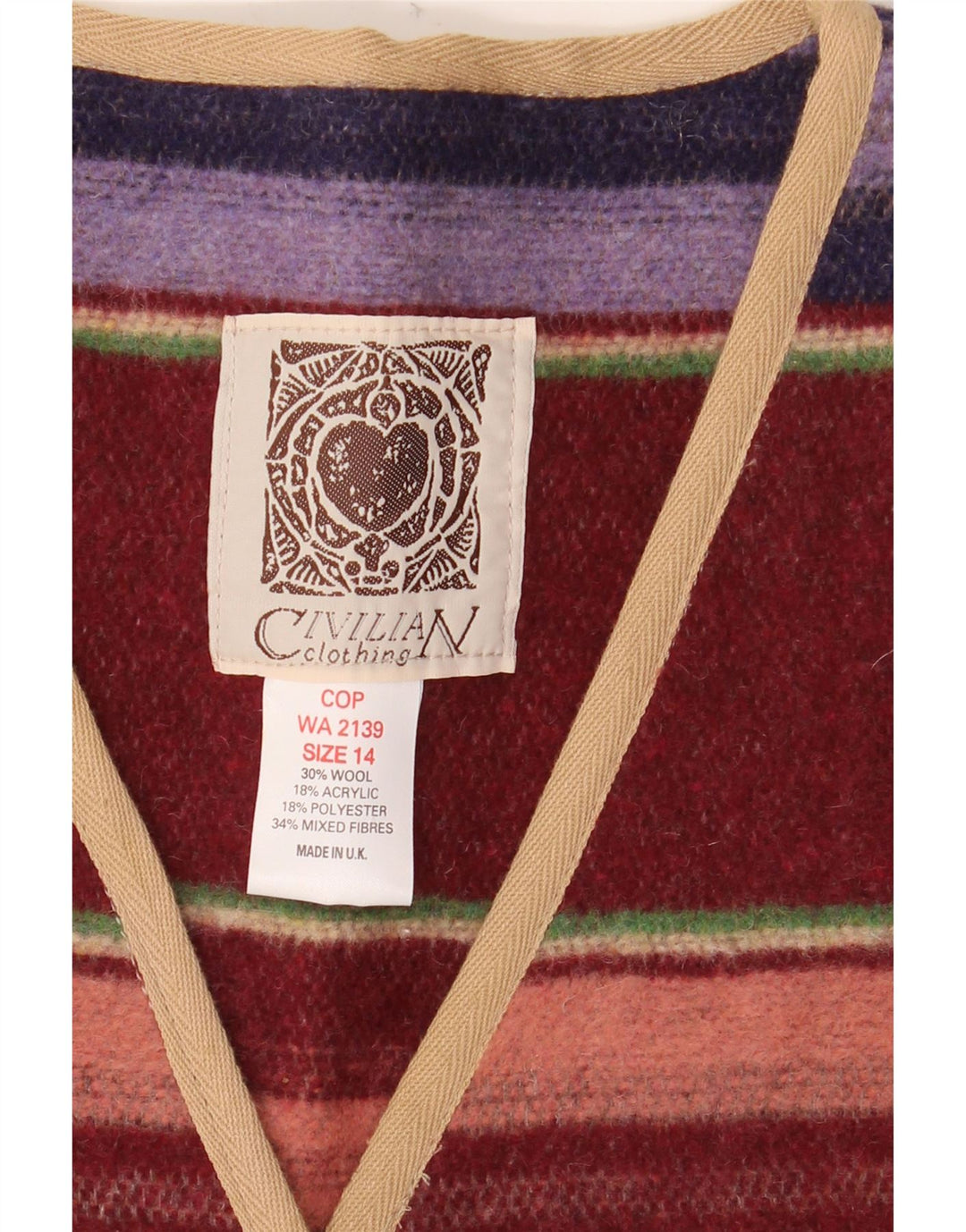 CIVILIAN Γυναικείο Ζακέτα Υπερμεγέθη UK 14 Μεγάλο Πολύχρωμο