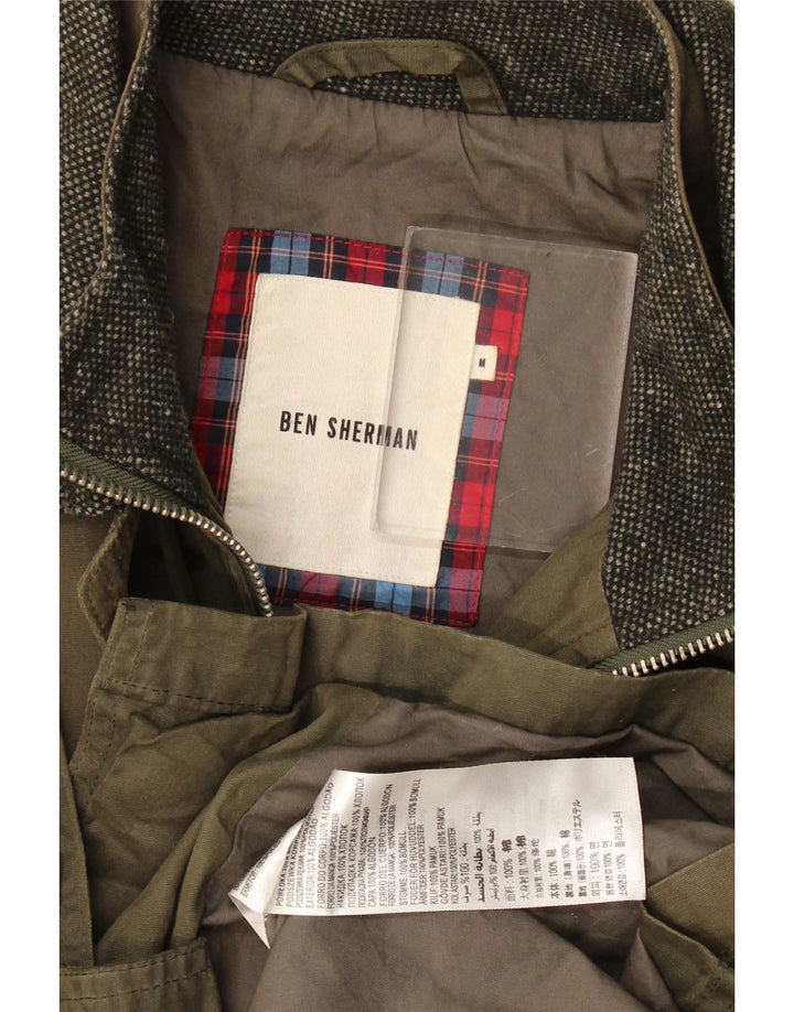 Ben Sherman Ανδρικό κερωμένο βαμβακερό μπουφάν UK 38 Medium Khaki Cotton