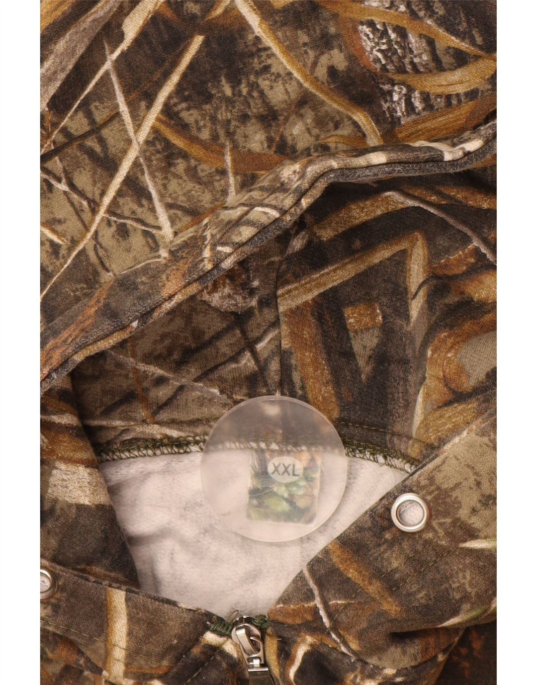 Ανδρικό πουλόβερ με κουκούλα VINTAGE 2XL καφέ καμουφλάζ πολυεστέρας