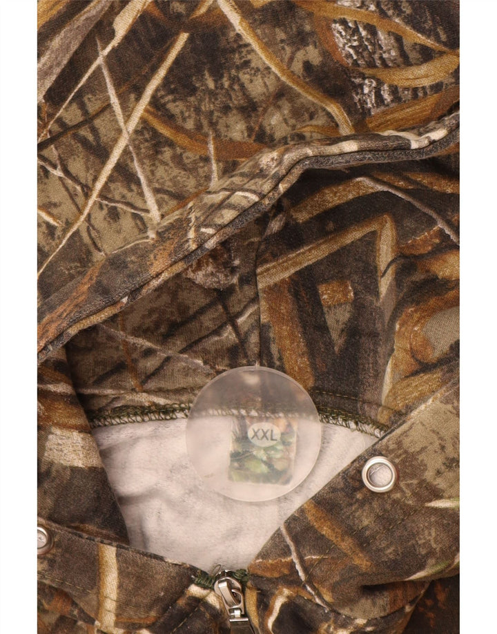 Ανδρικό πουλόβερ με κουκούλα VINTAGE 2XL καφέ καμουφλάζ πολυεστέρας