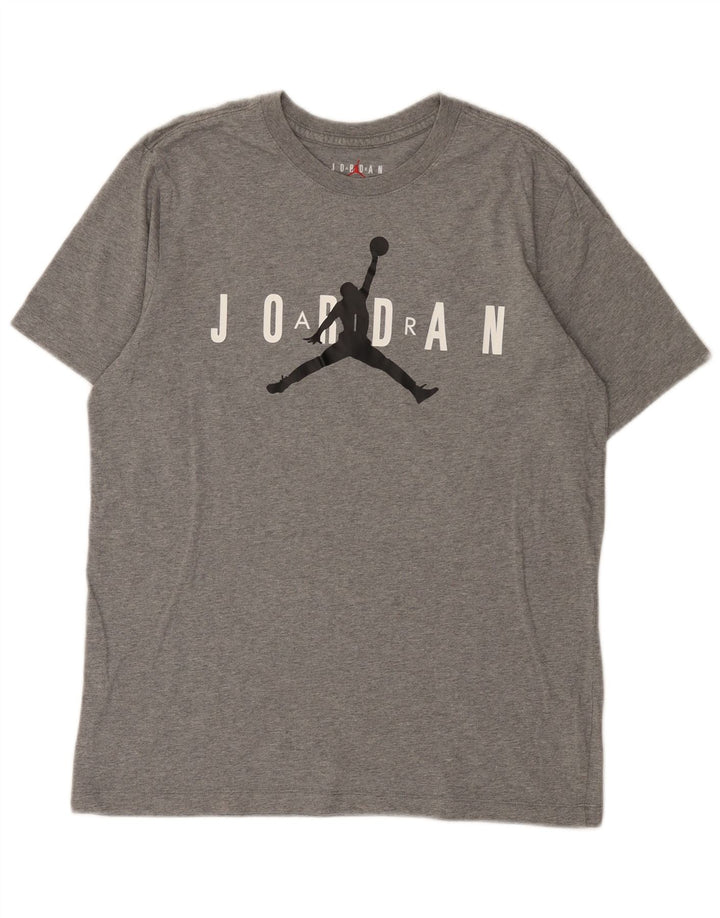 Ανδρικό γραφικό μπλουζάκι Jordan από βαμβακερό μεσαίο γκρι χρώμα