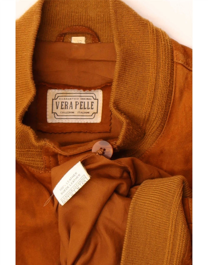 Vintage Ανδρικό Suede Bomber Jacket IT 52 Large Beige Leather