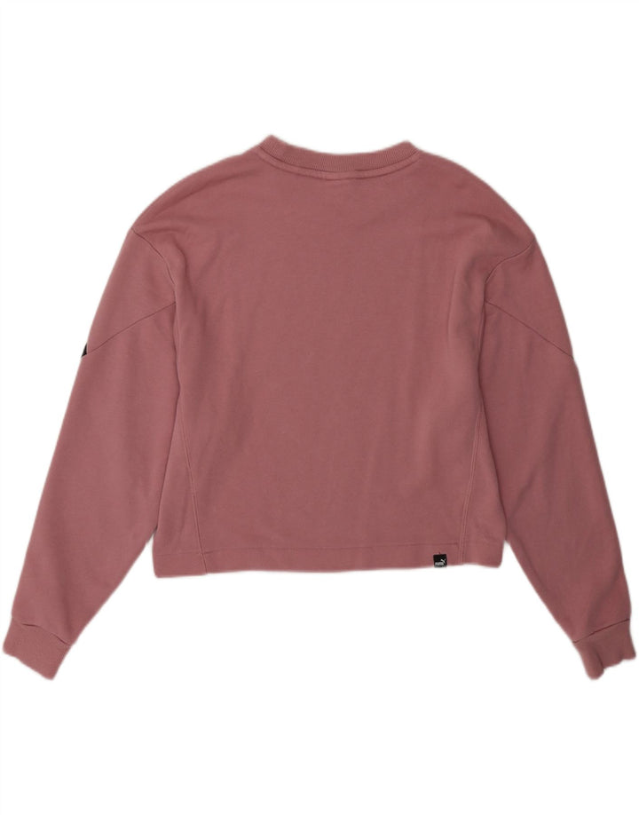 PUMA Womens Oversized Crop Sweatshirt Jumper UK 10 Small Pink Colourblock Vintage Puma and Second-Hand Puma from Messina Hembry 