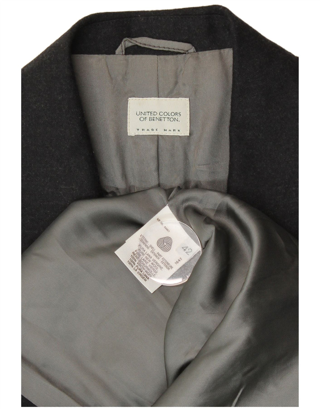 BENETTON Γυναικείο Μπουφάν Blazer με 2 Κουμπιά IT 42 Medium Black New Wool