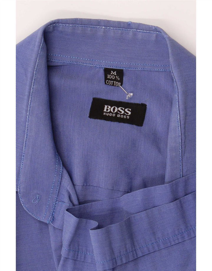 Ανδρικό κοντομάνικο πουκάμισο Hugo Boss με κανονική εφαρμογή, μεσαίο μπλε βαμβακερό