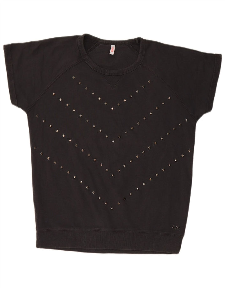 Sun68 Γυναικείο Φούτερ με κοντό μανίκι Jumper UK 14 Μεσαίο μαύρο βαμβακερό