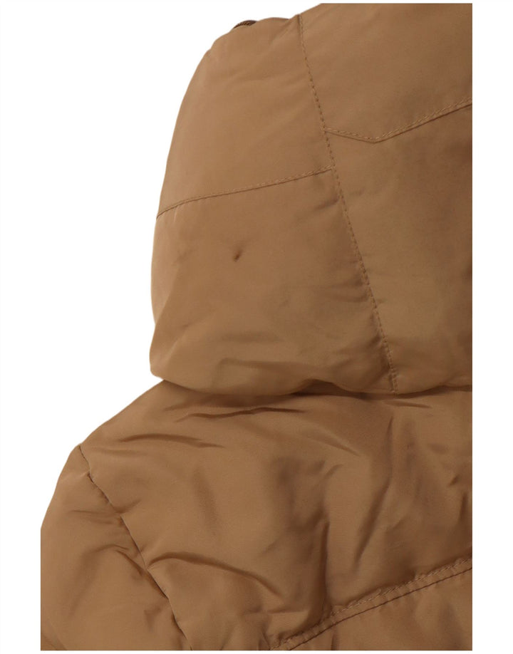 Zara Γυναικείο παλτό με κουκούλα UK 12 Medium Beige Polyester