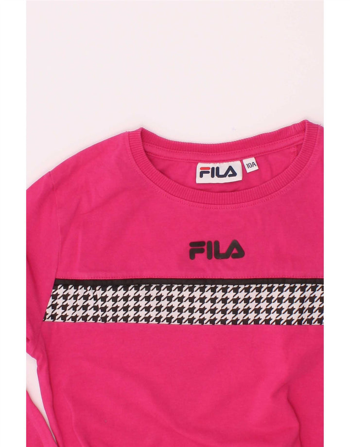 Fila Κοριτσίστικο Top Μακρυμάνικο 9-10 Χρόνια Ροζ Houndstooth