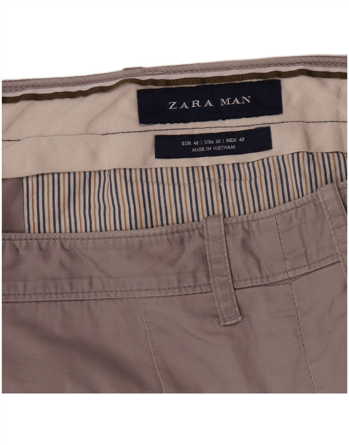 Zara Ανδρικό σορτς Chino με καρφίτσα EU 42 Large W32 Γκρι