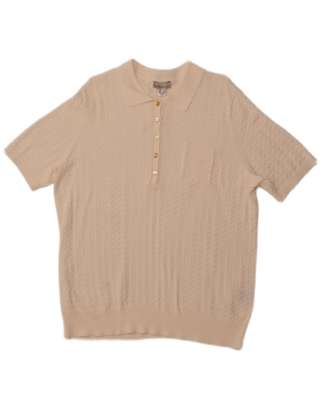 MONA Γυναικείο πουλόβερ με κοντό μανίκι πόλο EU 48 2XL Off White