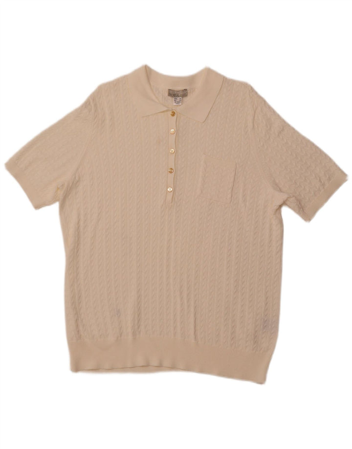 MONA Γυναικείο πουλόβερ με κοντό μανίκι πόλο EU 48 2XL Off White