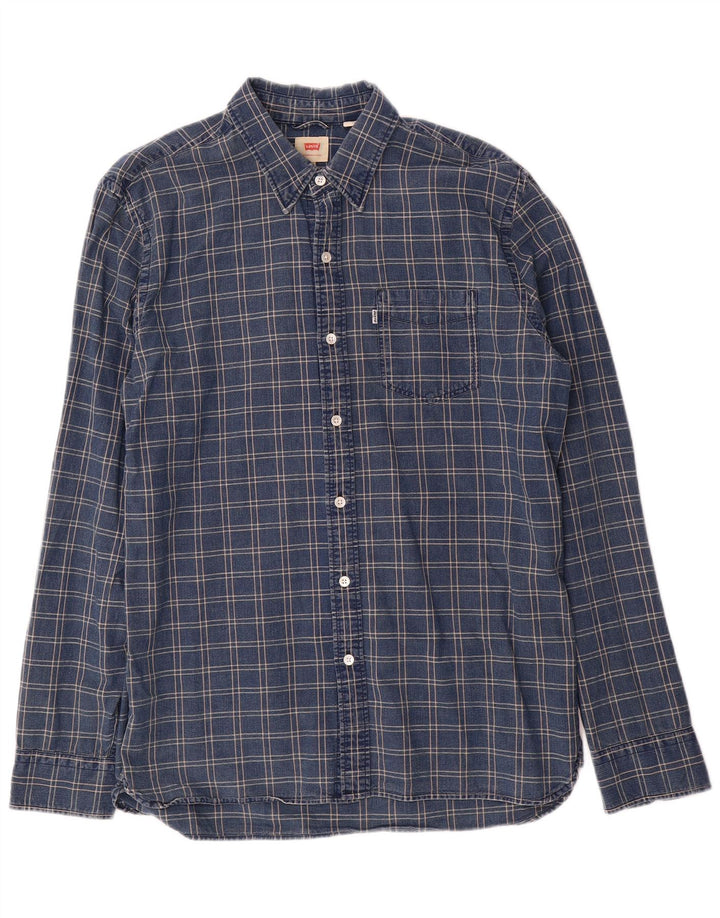 Ανδρικό πουκάμισο Levi's Large Navy Blue Check Cotton