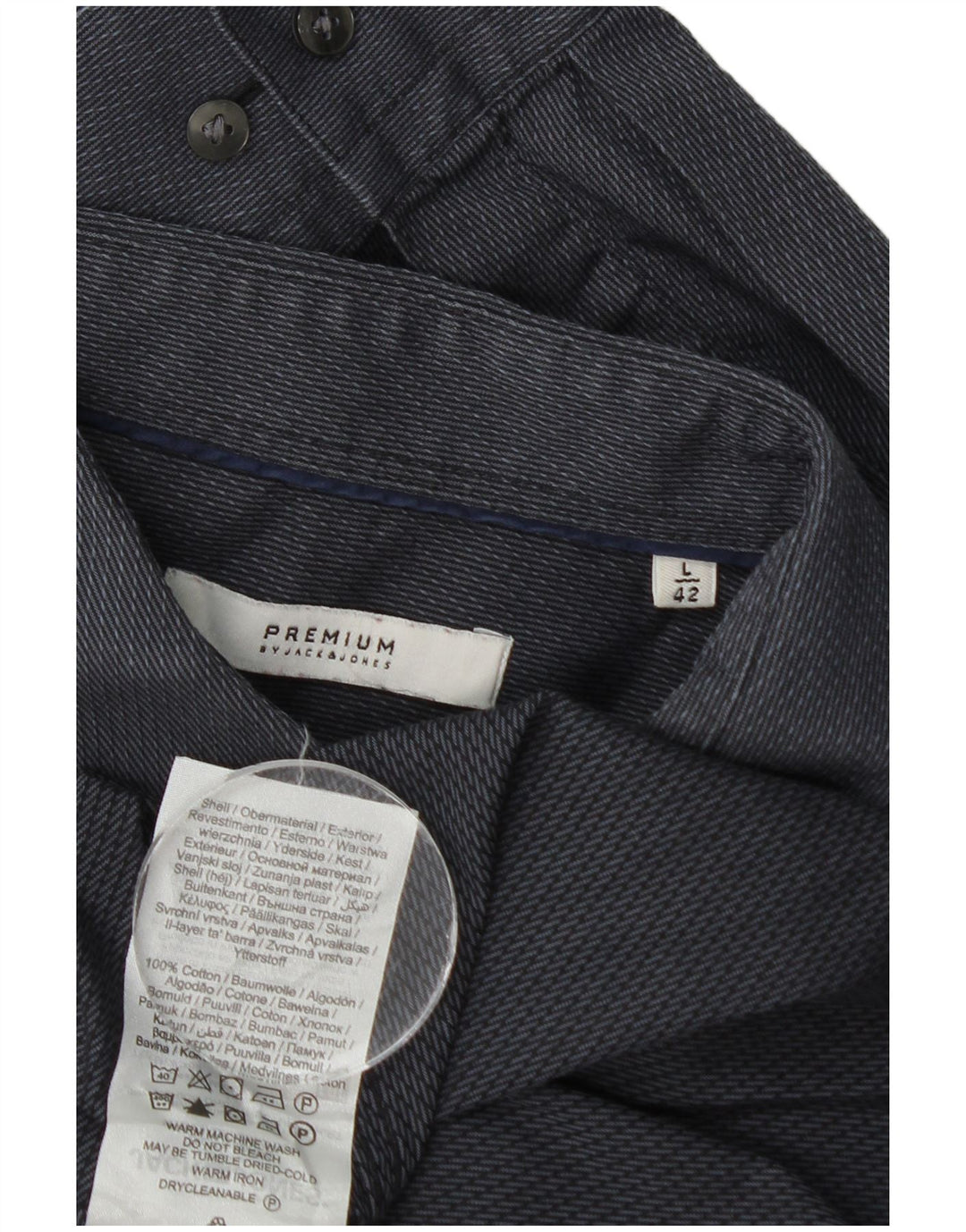 Ανδρικό πουκάμισο Jack & Jones 42 Large Grey Pinstripe Βαμβακερό