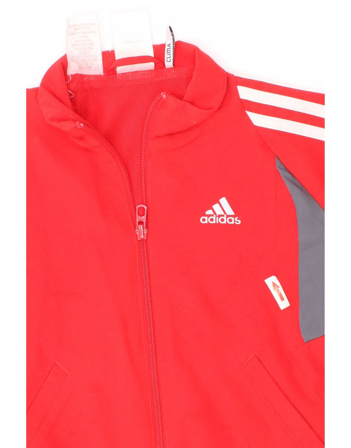 Adidas Boys Climalite Tracksuit Top Jacket 4-5 Years Red Colourblock