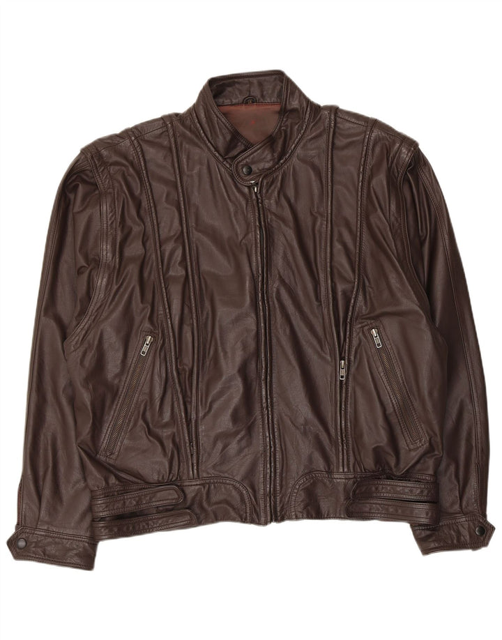 Vintage Ανδρικό Bomber Δερμάτινο Μπουφάν EU 54 2XL Καφέ Δερμάτινο
