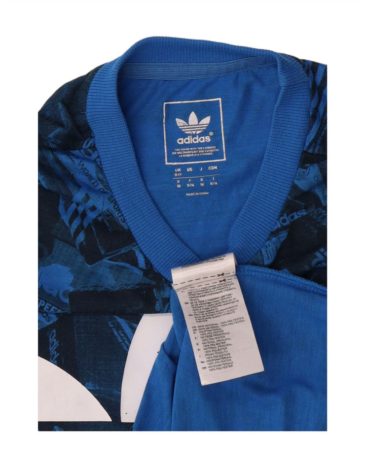 Adidas Boys Graphic T-Shirt Top 9-10 Years Blue Polyester