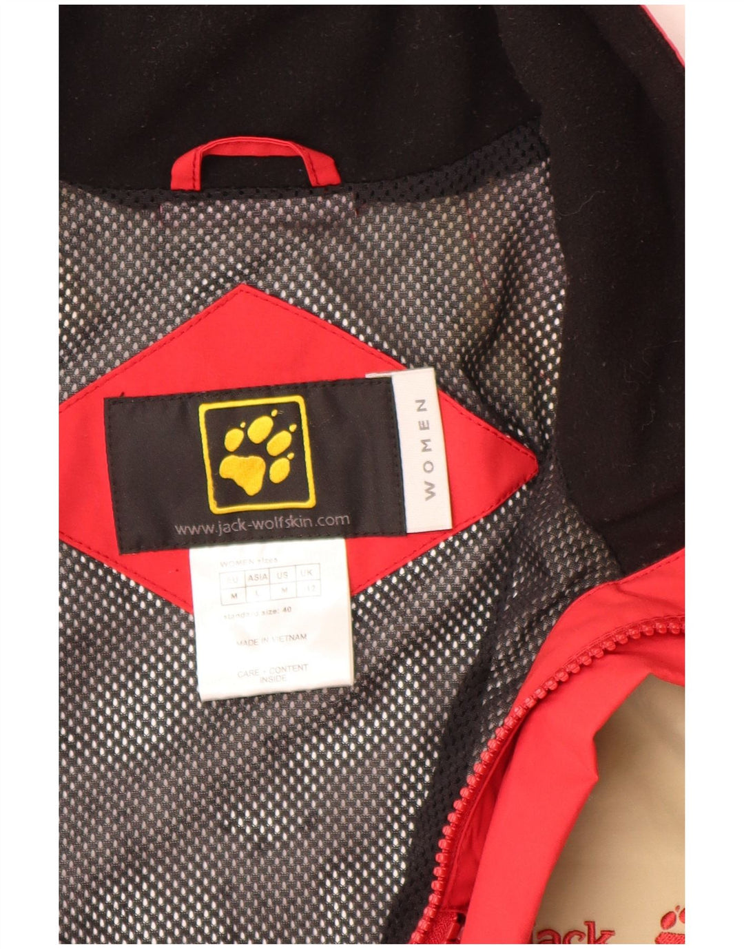 Jack Wolfskin Γυναικείο μπουφάν βροχής με χαλαρή εφαρμογή UK 12 Medium Red Colourblock