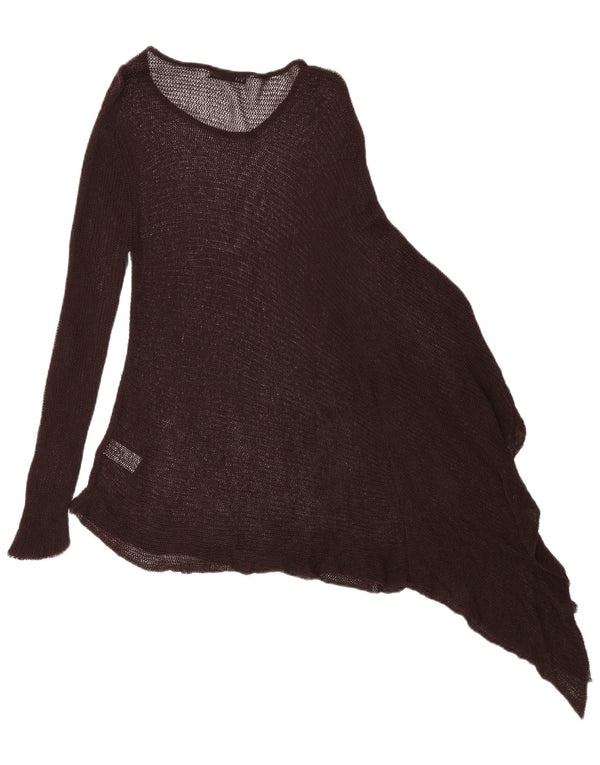 Zara Γυναικείο Asymmetric Poncho Tunic Top UK 16 Large Brown Lyocell