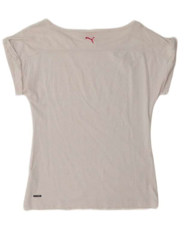 Puma Γυναικείο T-Shirt Top UK 12 Μεσαίο λευκό γεωμετρικό βαμβάκι