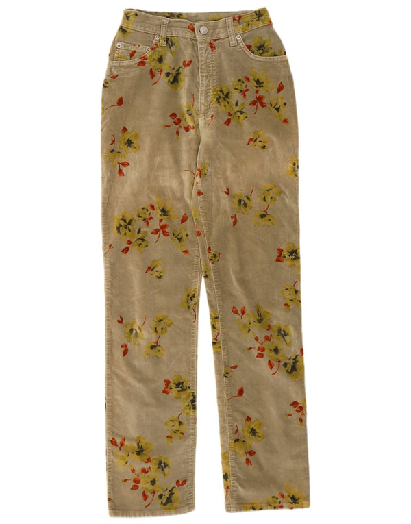 Γυναικείο ίσιο κάζουαλ παντελόνι Outrage W27 L30 Χακί Floral Βαμβακερό