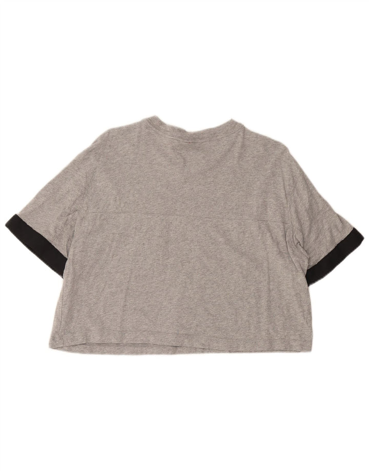 Γυναικείο γραφικό μπλουζάκι NIKE τοπ 14 μεσαίου γκρι χρώματος βαμβακερό