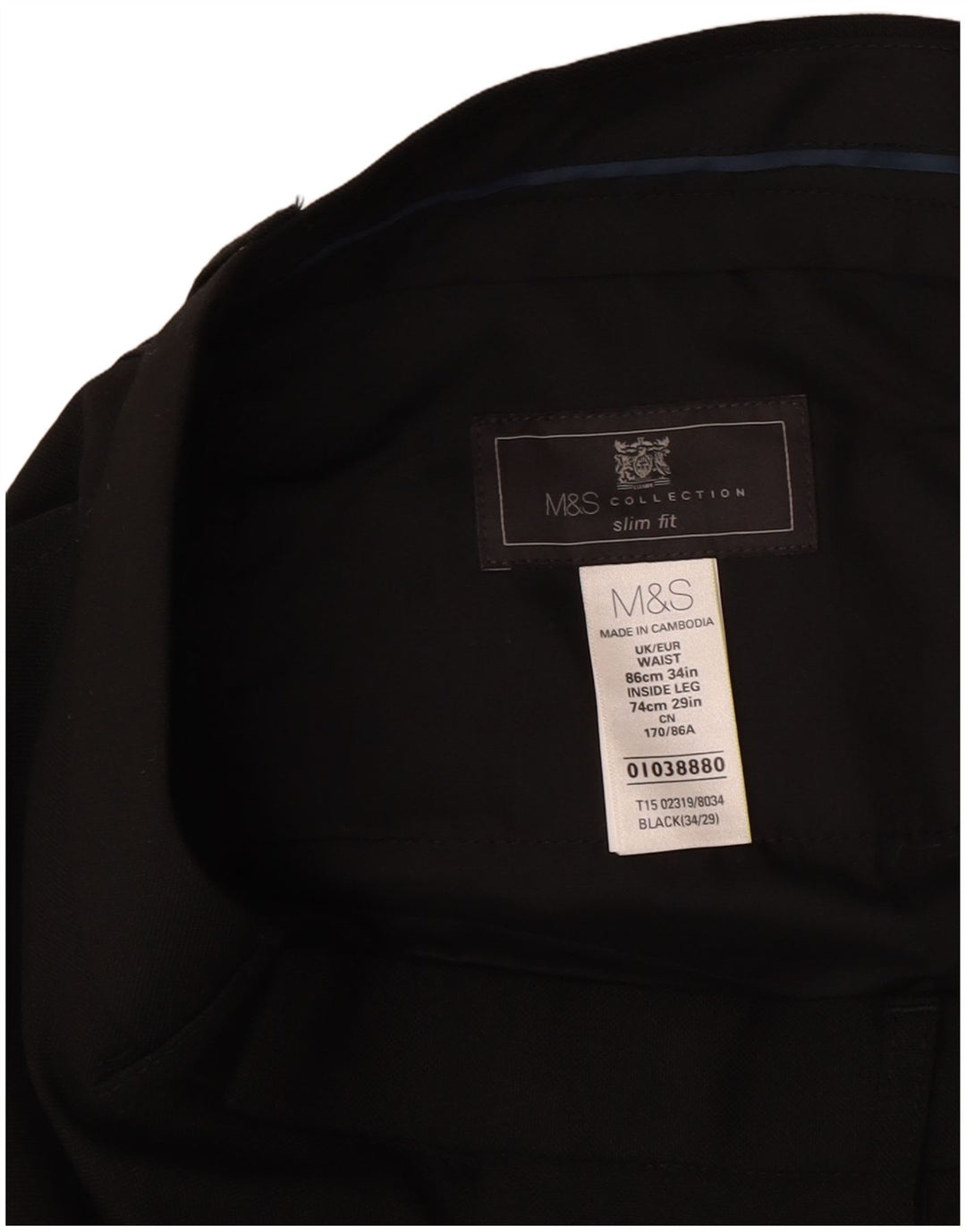 Marks & Spencer Ανδρικό Slim Fit Παντελόνι W34 L29 Μαύρο Πολυεστέρα