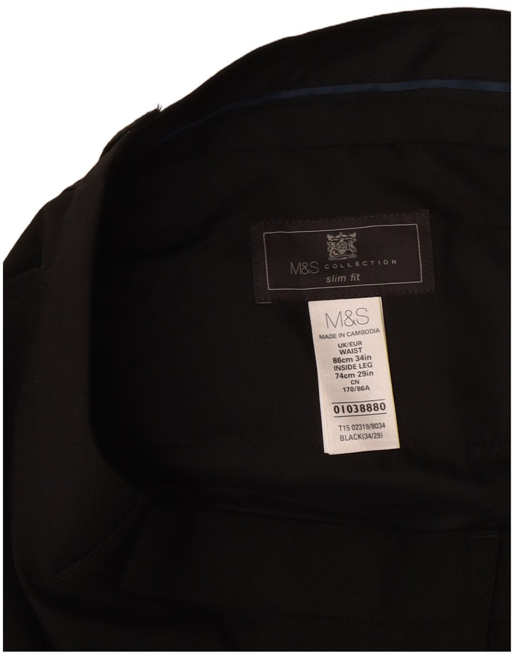 Marks & Spencer Ανδρικό Slim Fit Παντελόνι W34 L29 Μαύρο Πολυεστέρα