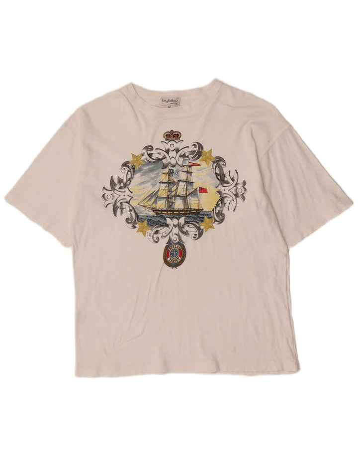 Ανδρικό γραφικό T-Shirt Byblos Top Μεσαίο λευκό βαμβακερό