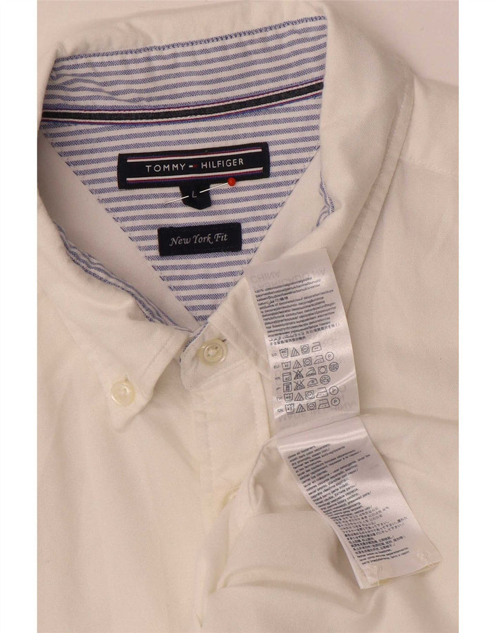 Ανδρικό πουκάμισο Tommy Hilfiger μεγάλο λευκό βαμβακερό