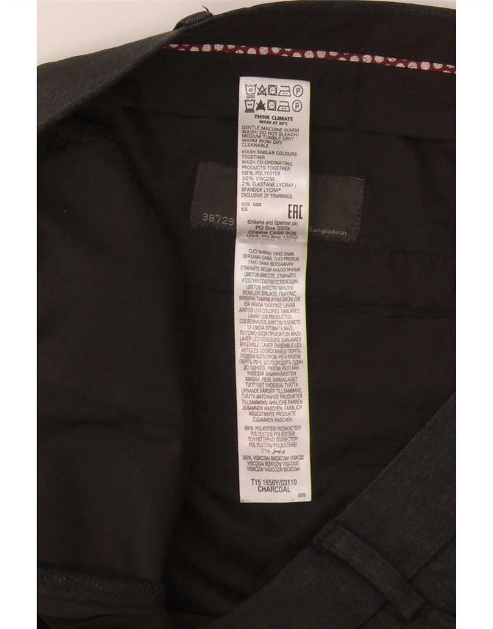 Marks & Spencer Ανδρικό παντελόνι με κανονική εφαρμογή W38 L29 Γκρι πολυεστέρας