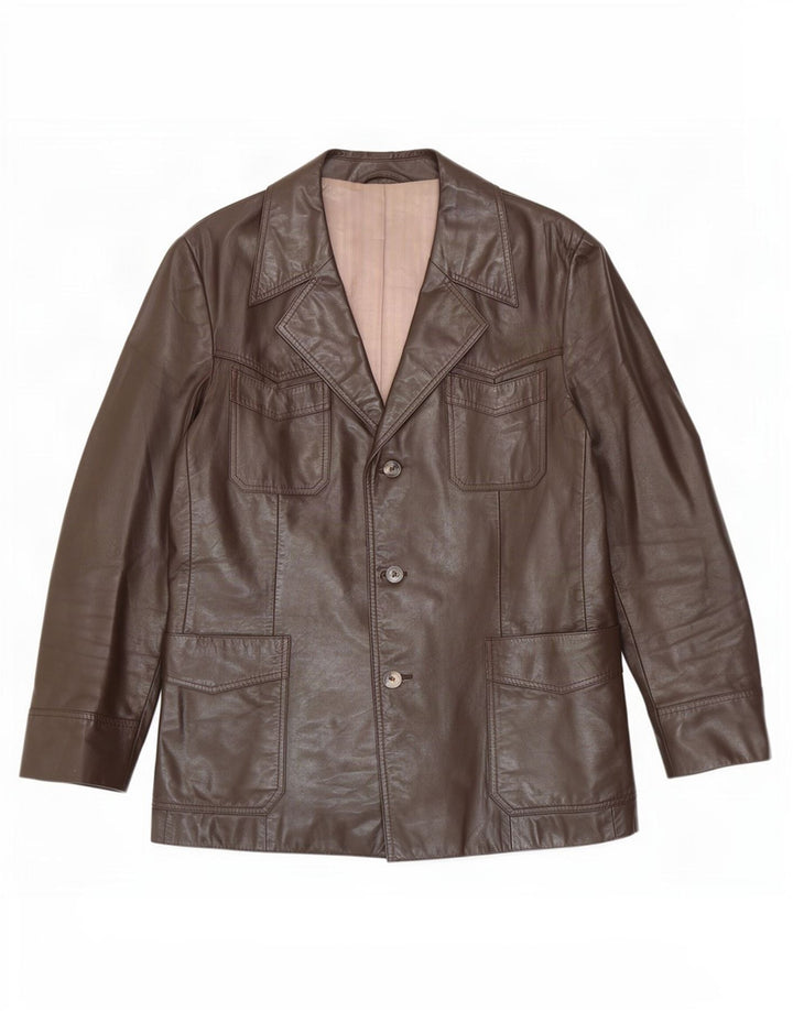Monza Ανδρικό δερμάτινο σακάκι με 3 κουμπιά UK 38 Medium Brown